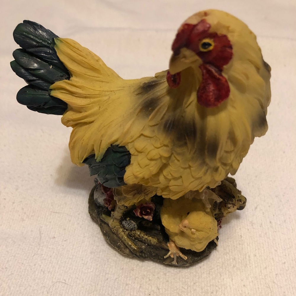 Vintage Chicken Hen With Baby Chick Figurine